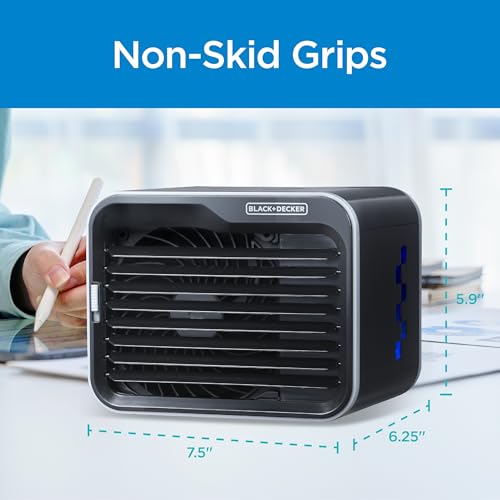 Image of BLACK+DECKER Desktop Air Cooler, 0.5L Water Tank, BDMC10B, Black | Cool and humidifies with 3-Speeds, Evaporative Air Cooler with 0.5L Water Tank, Air Cooler Fan for Desk, Home and Office
