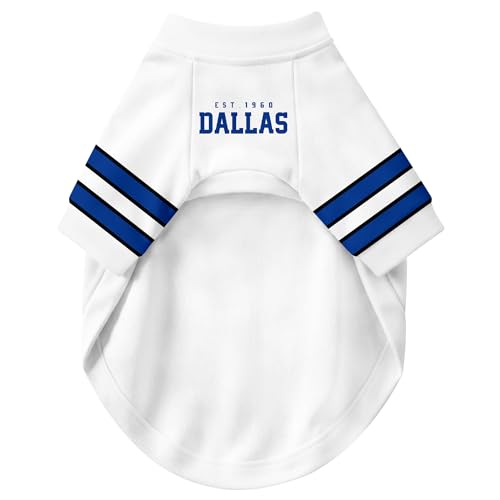 Image of Dallas Dog Clothes Jersey Style Personalized Pet T Shirt with Custom Name Number for Small Medium Large Dogs