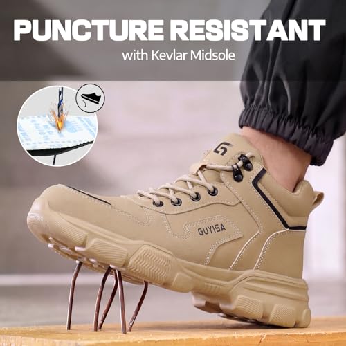 Image of Steel Toe Work Shoes for Men, Lightweight Safety Shoes with Puncture Resistant Midsole, Comfortable Protective Work Shoes for Warehouse Factory Light Construction