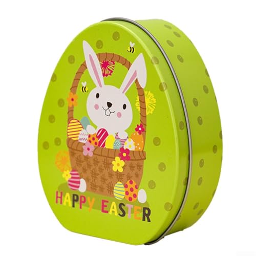 [Estetica chimica] La scatola di latta a forma di uovo piatto a forma di coniglio decorativo presenta un design adorabile che cattura l'essenza delle feste primaverili, rendendolo un affascinante pezzo decorativo per ogni occasione.
