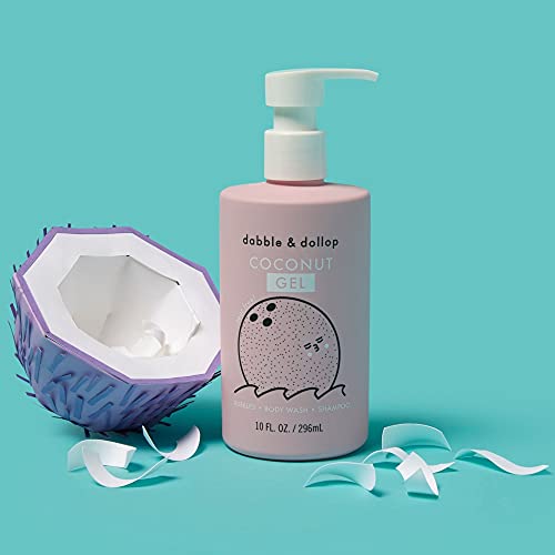 Dabble & Dollop Coconut Gel - 3-In-1 Natural Bubble Bath, Body Wash & Shampoo For Kids, 100% Usa-Made, Paraben & Sulfate Free, Vegan, Tear-Free, Gluten-Free, (10Oz) #TOP3