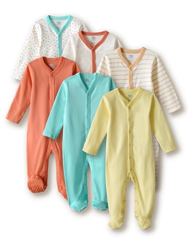 Image of Amazon Brand - Symbol Unisex 100% Cotton Full Sleeve Baby Sleepsuits (Available in Pack of 3 & 6)