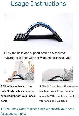 Back Stretching Device, Back Massager for Bed & Chair & Car, Multi-Level Lumbar Support Stretcher Spine, Lower & Upper Muscle Pain (Black/Blue)