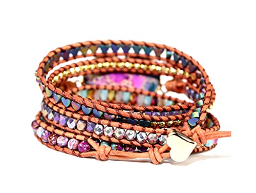 Image of Boho Stone Wrap Bracelet for Women,Turquoise Beaded Bracelet Jewelry Gift