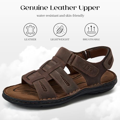 Image of OKKO Mens Leather Sandals Open Toe Athletic Fisherman Sandal Casual Summer Outdoor Shoes for Men