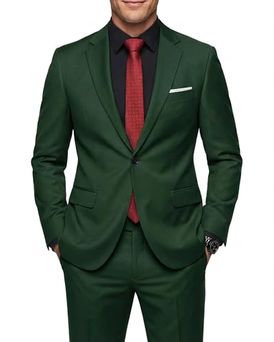 Image of MY'S Men's 2 Piece Slim Fit Suit, One Button Jacket Pants Set with Tie