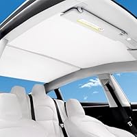 Sonnenblenden kompatibel mit Tesla 2021 2022 2023 Model Y Glasdach, Auto Schiebedach Glas Schatten faltbar Sonnenschirm Hitze isolieren Sonnenschirm, Doppelschichtverdickung (Model Y)
