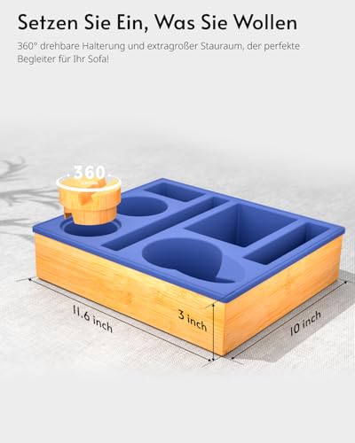 Couch bar Snack box Silikon sofatablett mit 360 Grad Drehbar Handyhalter beistelltisch mit Holz Sofatablett für Sofa, kino Deko… – Ansicht 6