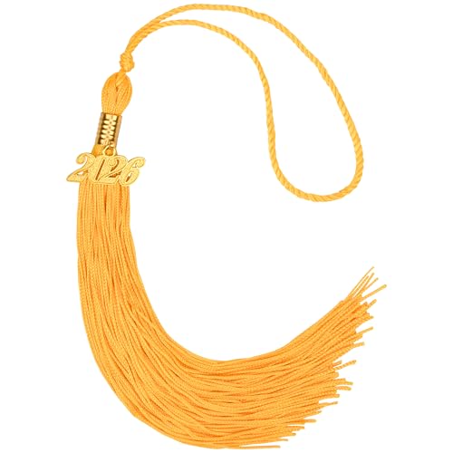 1 Pack 2026 Graduation Tassels Gold Academic Graduation Cap Hat Tassel with Gold Charm Tassels Memorial Grad Cords Class of 2026 College High School for Graduation Ceremonies Accessories