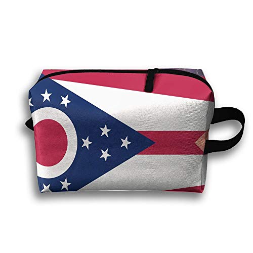 Preisvergleich Produktbild Flagge von Ohio tragbare Kulturbeutel Kosmetiktasche wasserdichter Reißverschluss-Aufbewahrungstasche