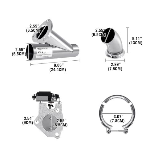 Samger 2.5\ 63mm Edelstahl Elektrische Auspuff Endschalldämpfer Klappenauspuff Ventilschalter System Kit mit Fernbedienung Schweißen erforderlich