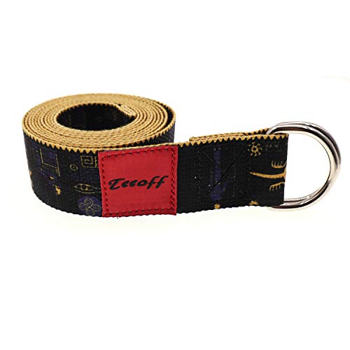 Teeoff Yoga Straps With Adjustable Metal D-Ring For Pilates Gym Workouts Stretching 8 Colors (Black Egypt) #TOP2