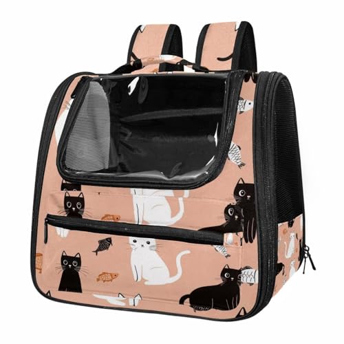 otnrnondcl White Black Brown Cats Transparent Pet Carrier for Travel Hiking for Kitty Small Dog