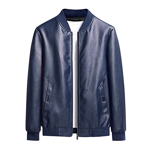 Veste en cuir bleu pour vos sorties décontractées en XL