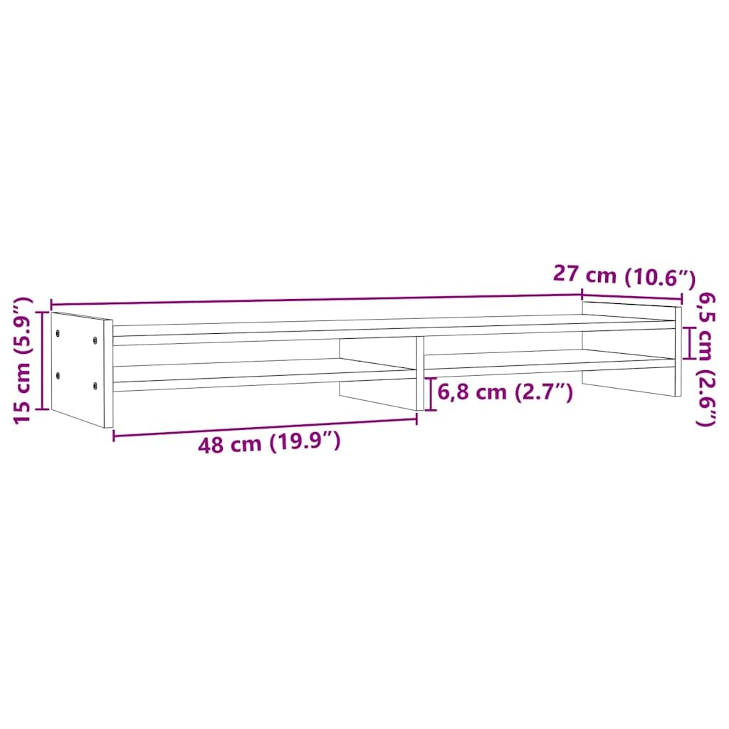 Supporto per monitor in legno massiccio, 100 x 27 x 15 cm, in legno di pino, per lavoro ergonomico in ufficio, casa, gaming, organizer da scrivania