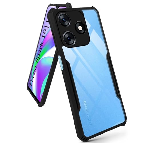 Image of Jkobi Back Case Cover for Tecno Spark 10 | Tecno Spark 10C (Polycarbonate with Shockproof Clear Panel | Black)
