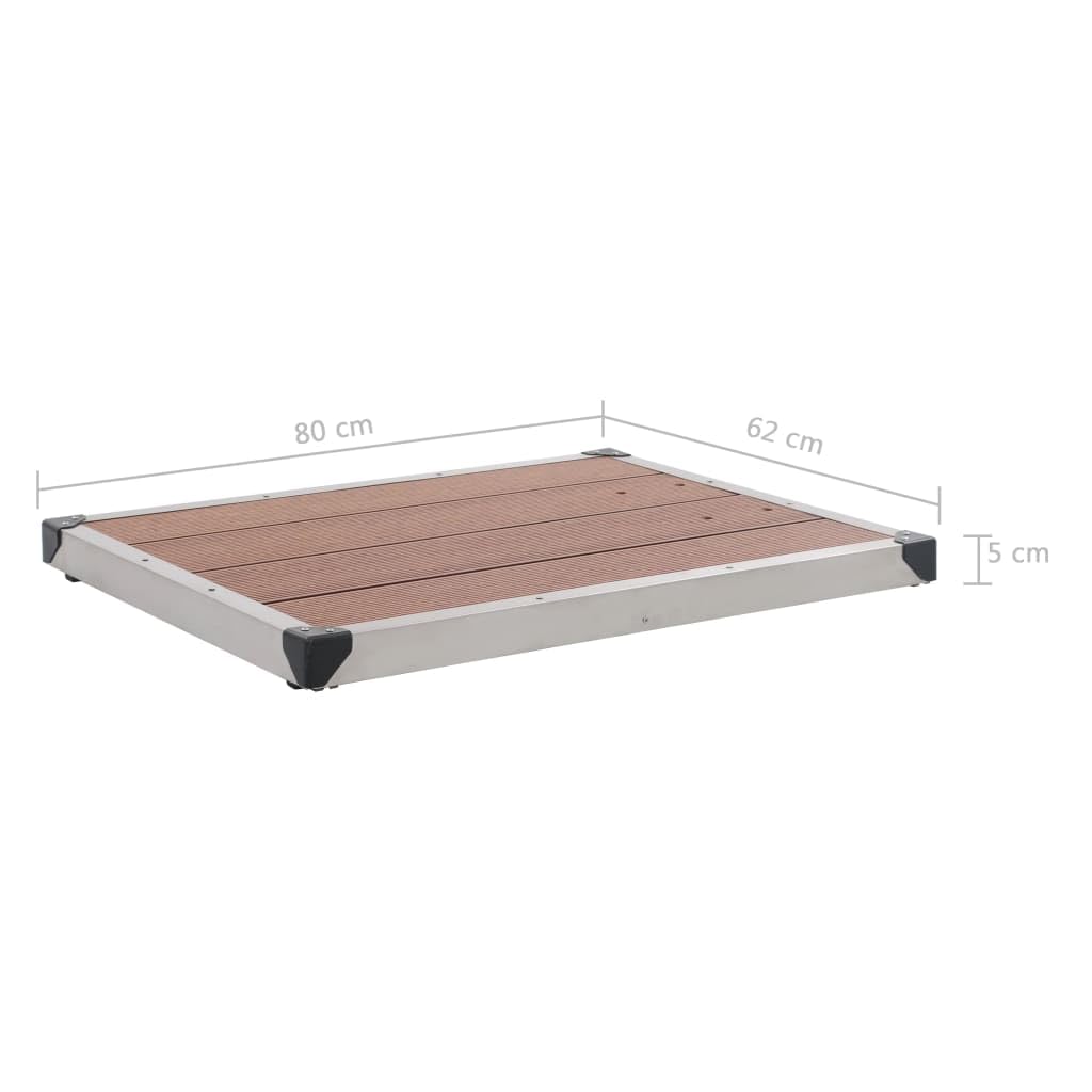 Prysznic ogrodowy z aluminium z brązową płytą podłogową WPC o wysokości 220 cm, do basenu ogrodowego i basenu, w zestawie słuchawka prysznicowa z wężem 1,5 m
