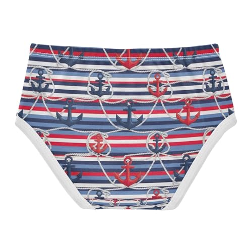 Red Blue Stripes Toddler Underwear Girls, Cotton Girls Underwear, 2T–8 Years2