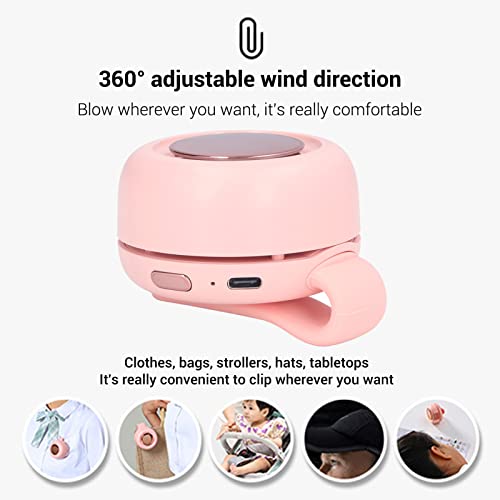 Image of Pocket Clip Fan, Silent Small Whirlwind Fan ABS Flexible for Pool for Hiking for Picnic (Pink)
