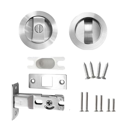 betensh Schiebetürschloss Rundes Taschentürschloss schlüssellos unsichtbares Einbautürschloss silber-66mm Griff für Türschloss Türgriff Sets