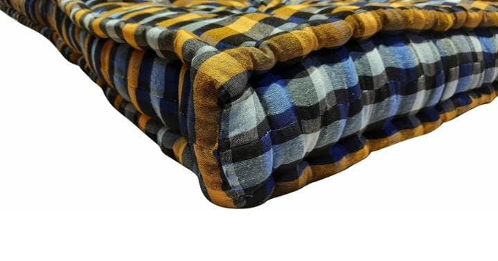 Image of Cotton Foldable Mattress, Single Size, 180x90x7.5 cm, 4x6 Foot Medium-Firm, Multi-Colour Plaid, Portable Floor Sleeping Mat