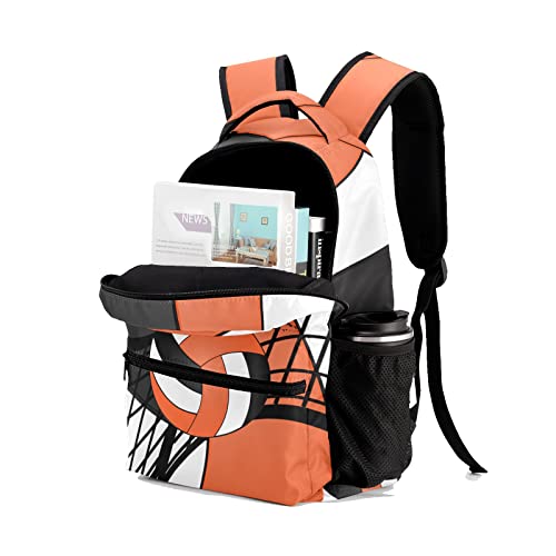 Personalized Volleyball Orange Black Custom Backpack Waterproof Multifunctional Daypack with Name Gift4
