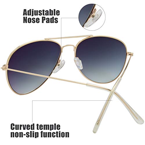 Image of The Fresh Classic Aviator Sunglasses for Men Women, Metal Frame Mirror Lens, Pilot Style, Includes Cleaning Cloth, Pouch