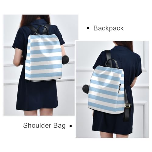 Image of ALAZA Blue White Striped Trips Hiking Camping Rucksack Pack for Women