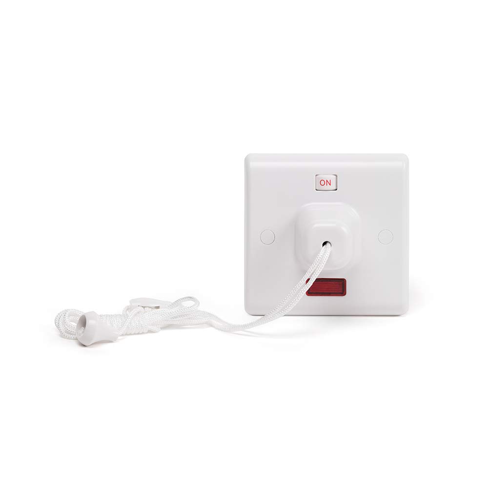 Lieber White Ceiling/Light Pull Cord 45A Dp With Neon Indicator
