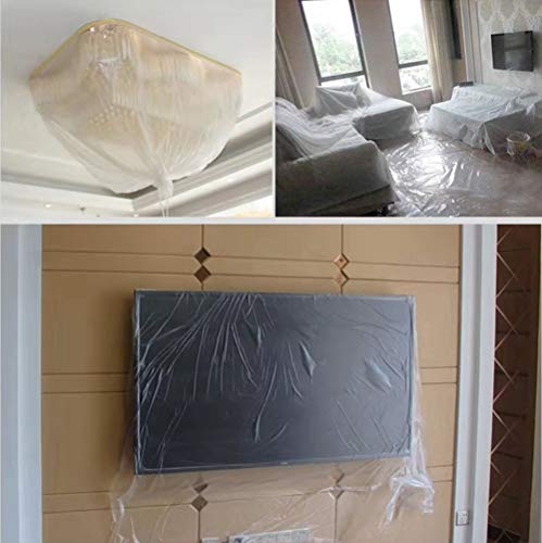 Image of Masking Film 3.6 Feet Width Paint Plastic Sheeting with 1 Role Multi-Surface Painters Tape