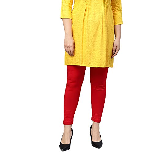 Image of GO COLORS Soft Cotton Stretch Ankle Length Leggings for Women | Breathable