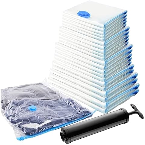Spacesaver Space Bags Vacuum Storage Bags (Variety 20 Pack) Save 80% on Clothes Storage Space - Vacuum Seal Bags for Clothing, Comforters, etc - Compression Seal for Closet Storage. Pump for Travel Cover