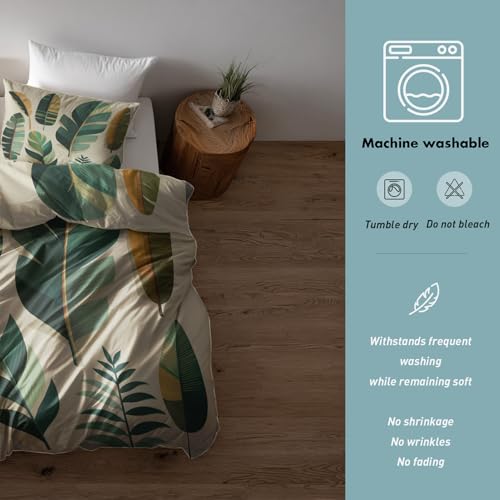 Parure de lit 2 personnes microfibre infroissable motif tropical vert - 8