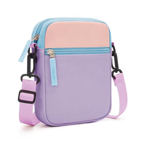 kids purse for girls crossbody bag colorblock purses for kids age 5 6 7 8-10 10-12 purple amp blush pink