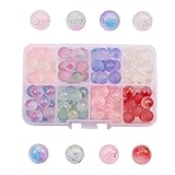 LiQunSweet 96 Pcs 8 Colors 10mm Frosted Glass Crystal Loose Beads No Hole Round Ball Undrilled Bead Bulk for Wedding Party Craft DIY Jewelry Making Vase Filling