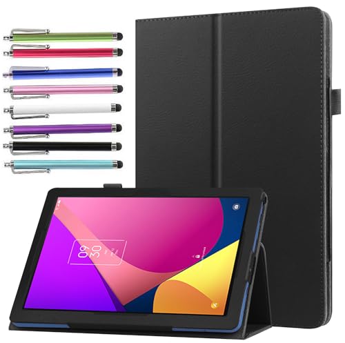 elitegadget Case for TCL Tab 8 LE 8.0 inch (2023 Release Model: 9137W) - Slim Lightweight Folio Stand Cover PU Leather Case Cover + 1 Stylus (Black)