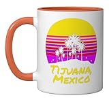 Tijuana Mexico T-shirt Gift for Vacation, Travel Souvenir Ceramic Mug, Orange/White