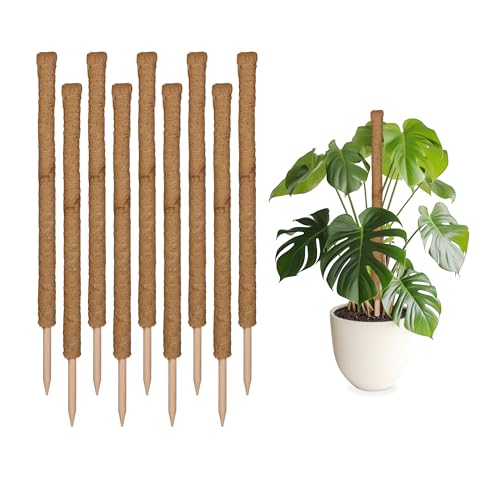 Set da 10 Bastoncini in Fibre di Cocco Canne Flessibili Supporto per Piante Rampicanti Alti 90 cm Naturale Legno