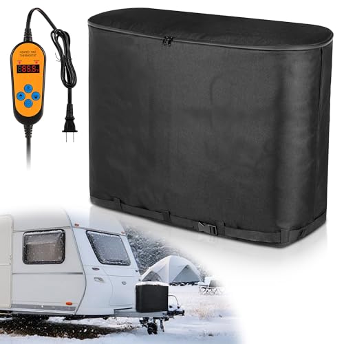 Aurelema Dual 30LB Propane Tank Heater Blanket Thermostat Control (41-122°F) and Timer Function, Waterproof & UV Resistant, Heated & Protection, Propane Tank Wamer for RV Camping