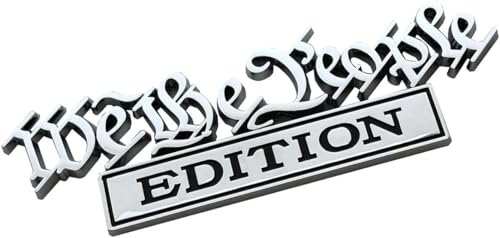 Image of Pair Set We The People Edition Metal Emblem 3D Badge Decal Fits for Universal Vehicle, Car, Truck, SUV Decoration (Silver Black)