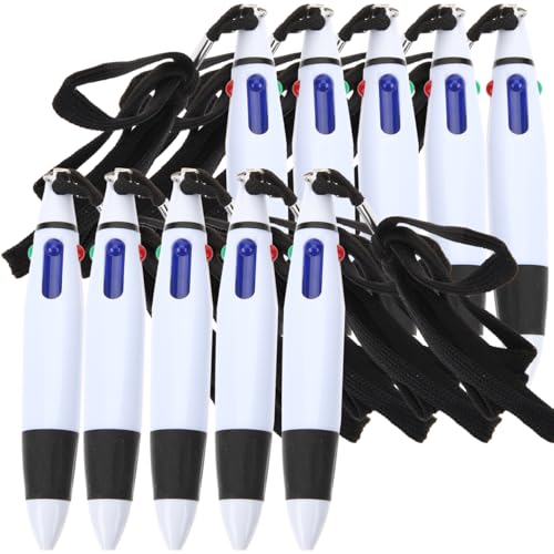 iplusmile Lanyard Ballpoint Pens Multipack 10Pcs Retractable Multi Colored Pens with Neck Strap for School Office Nurse Accessories