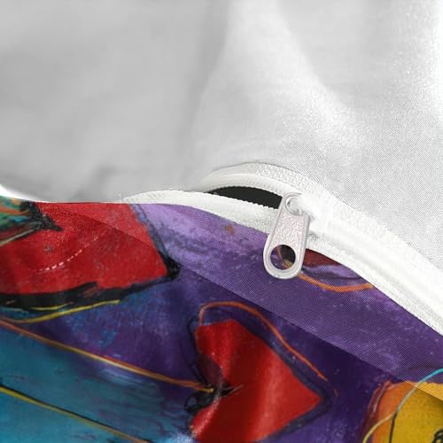 Parure de lit 3D imprimée cœurs colorés en microfibre résistante avec fermeture éclair - 8