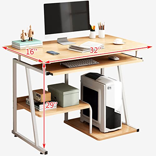 Kompakter Computertisch mit Tastaturablage, moderner Arbeitsplatz für Zuhause, Büro, kleiner Raum
