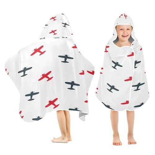 YETTASBIN Airplane Kids Hooded Bath Towel for Boys Girls, Soft Absorbent Quick Dry Hooded Towel Wrap Oversized Breathable Toddler Shower Pool Beach Towel with Hood