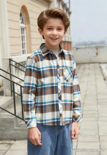 Image of Betusline Boy and Men Button Down Plaid Shirt | Soft,Breathable and Comfortable Fabric