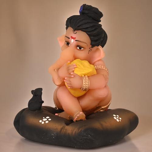 Image of KariGhar Resin Modak Ganesh Idol Perfect for Car Dashboard and House Warming Multicolor 4 inch