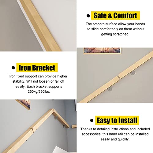 Main courante d'escalier en bois support mural stable pour meuble loft - 4