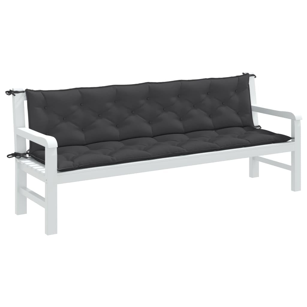 Coussin pour banc antidérapant et imperméable, lot de 2 assises de jardin anthracite 200 cm
