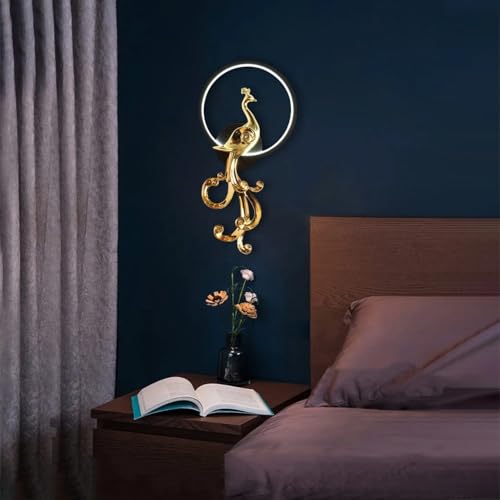 Image of Harold Electricals Metal Modern Peacock Wall Light | Wall Lamp Fixture for Living Room, Bedroom, Hall- Pack of 1 (Inbuilt Led) (Right)