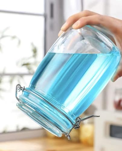 Image of Glass Jars With Airtight Lids & Leak Proof Rubber Gasket,Large Wide Mouth Mason Jars With Buckle Lids For Kitchen Canisters 1500Ml,Big Glass Storage Containers(PACK OF 1)